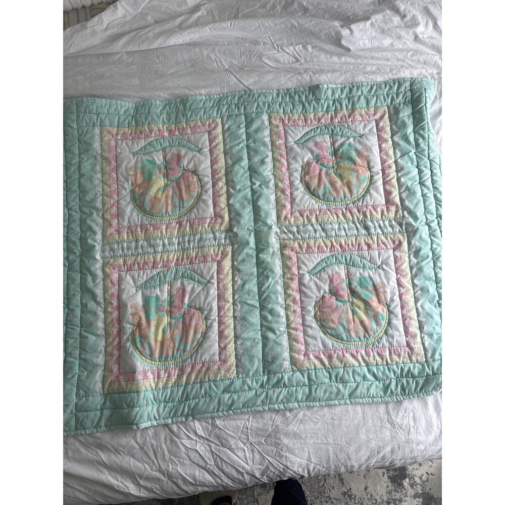 Vintage 90s Baby Quilt Pastel Y2K Kidcore Handmade